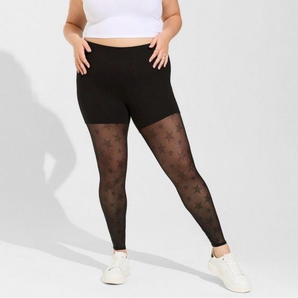 Torrid Black Mesh Premium Leggings with stars ⭐️